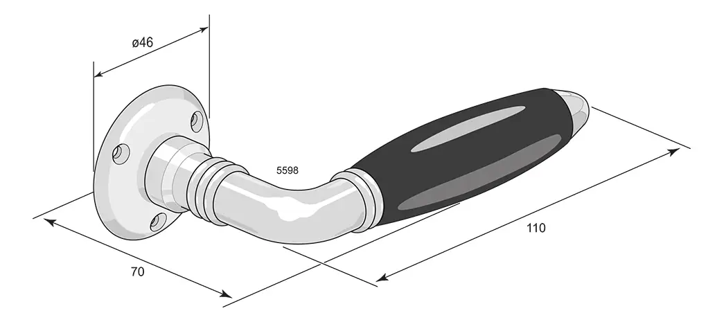 Dörrtrycke med rosett 5598 förnicklat - Bild 2
